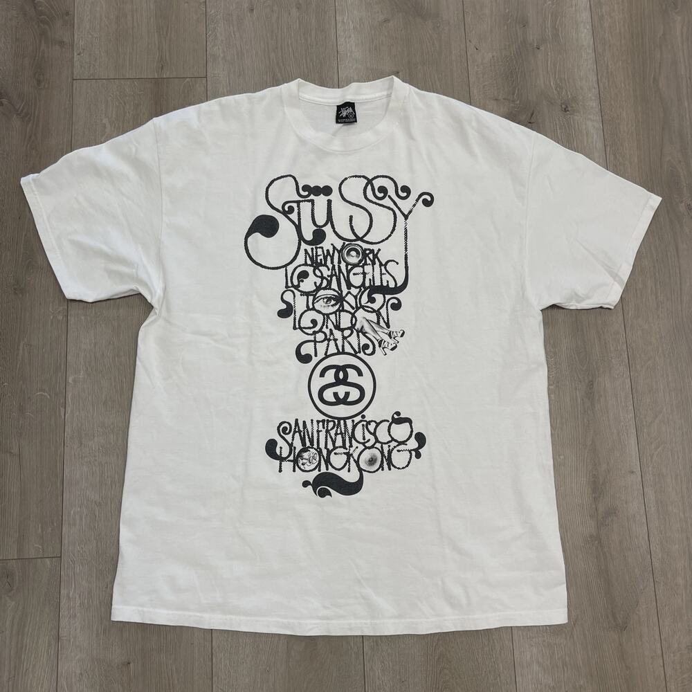 Stussy World Tour 2006 Brent Rollins Tee T shirt White/ Black sz XL SF